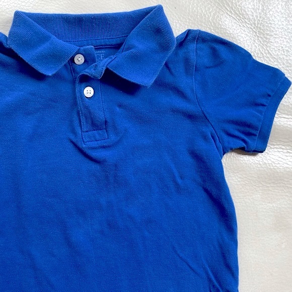 4/$20💥Girls Henley Puff Sleeve Polo Shirt, Ultramarine Blue, Cotton Pique - Picture 1 of 7